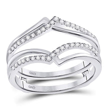  14k White Gold Womens Round Diamond Pointed Ring Guard Wedding Enhancer Band 1/5 Cttw