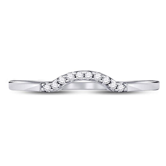 10k White Gold Womens Round Diamond Contoured Solitaire Enhancer Wedding Band 1/20 Cttw