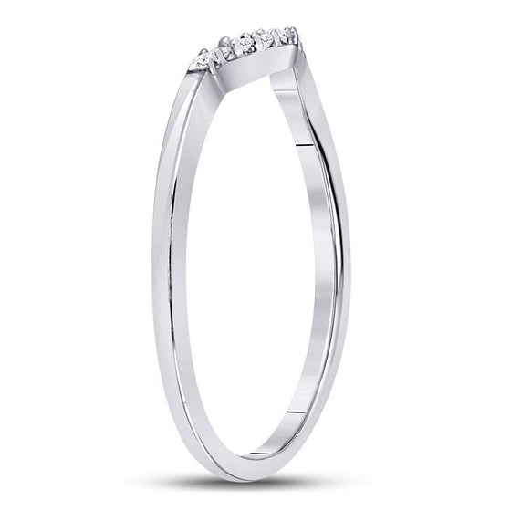 10k White Gold Womens Round Diamond Contoured Solitaire Enhancer Wedding Band 1/20 Cttw