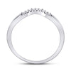 10k White Gold Womens Round Diamond Contoured Solitaire Enhancer Wedding Band 1/20 Cttw