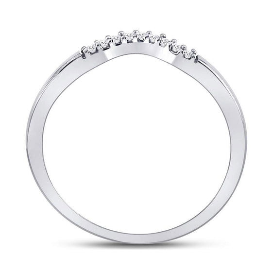10k White Gold Womens Round Diamond Contoured Solitaire Enhancer Wedding Band 1/20 Cttw