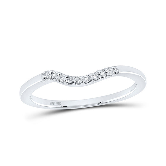 10k White Gold Womens Round Diamond Contoured Solitaire Enhancer Wedding Band 1/20 Cttw
