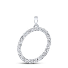  Sterling Silver Womens Round Diamond O Initial Letter Pendant 1/10 Cttw