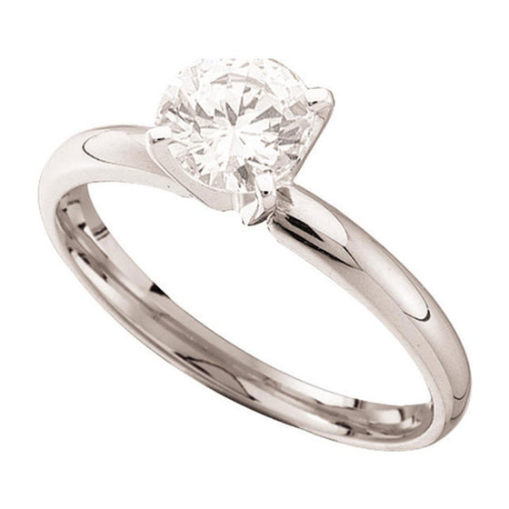 14k White Gold Womens Round Diamond Solitaire Bridal Wedding Engagement Ring 1/6 Cttw