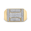 10k Yellow Gold Mens Round Diamond Cluster Ring 1/2 Cttw
