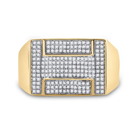 10k Yellow Gold Mens Round Diamond Cluster Ring 1/2 Cttw