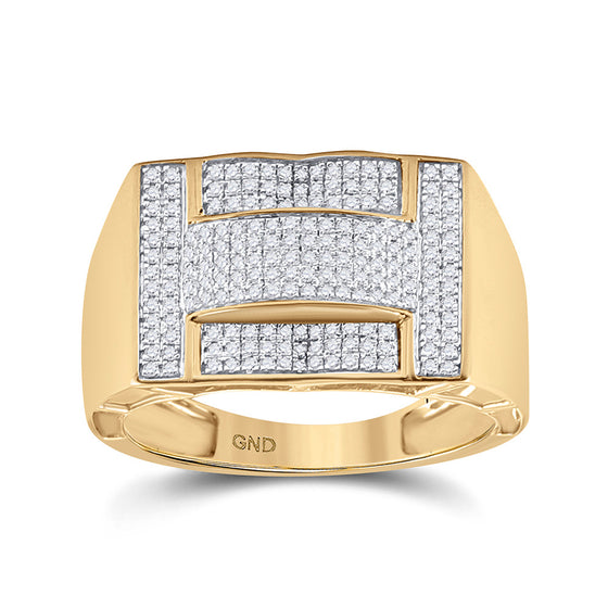 10k Yellow Gold Mens Round Diamond Cluster Ring 1/2 Cttw