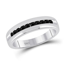  10k White Gold Mens Round Black Color Enhanced Diamond Wedding Band Ring 1/2 Cttw
