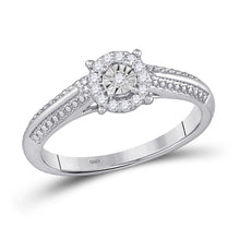  10k White Gold Womens Round Diamond Cluster Promise Ring 1/10 Cttw