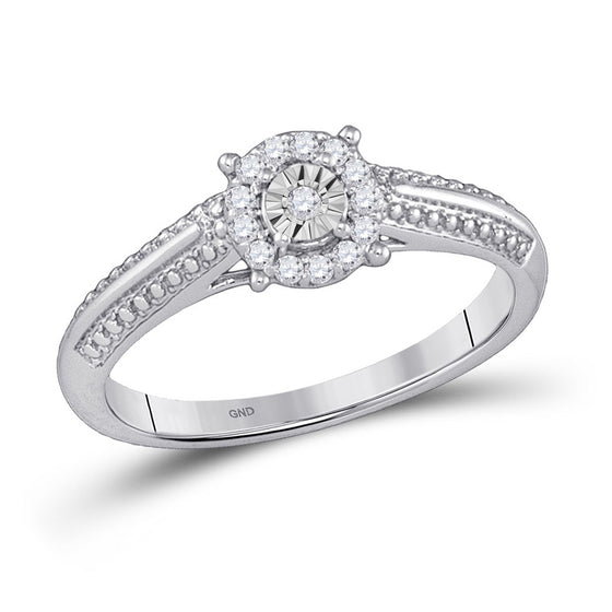 10k White Gold Womens Round Diamond Cluster Promise Ring 1/10 Cttw