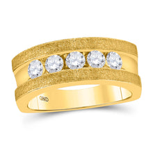  10k Yellow Gold Mens Machine-Set Round Diamond 5-stone Wedding Ring 1 Cttw