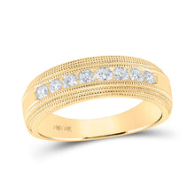  14k Yellow Gold Mens Round Diamond Milgrain Wedding Anniversary Band Ring 1/2 Cttw