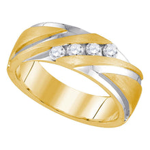  10k Yellow Gold 2-tone Mens Round Diamond Wedding Band Ring 1/3 Cttw