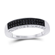  10k White Gold Womens Round Black Color Enhanced Diamond Band Ring 1/2 Cttw