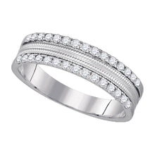  14k White Gold Womens Round Diamond Double Row Band Ring 1/3 Cttw