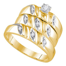  Yellow-Tone Sterling Silver His Hers Round Diamond Matching Wedding Set 1/5 Cttw