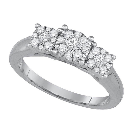 14k White Gold Princess Diamond 3-stone Bridal Wedding Engagement Ring 1/2 Cttw