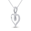 10k White Gold Womens Round Diamond Heart Pendant 1/10 Cttw