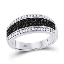  10k White Gold Womens Round Black Color Enhanced Diamond Band Ring 1/2 Cttw