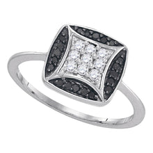  10k White Gold Womens Round Black Color Enhanced Diamond Square Ring 1/4 Cttw