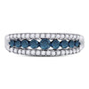 10k White Gold Womens Round Blue Color Enhanced Diamond Band Ring 1/2 Cttw
