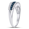 10k White Gold Womens Round Blue Color Enhanced Diamond Band Ring 1/2 Cttw