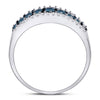 10k White Gold Womens Round Blue Color Enhanced Diamond Band Ring 1/2 Cttw