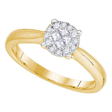  14k Yellow Gold Princess Round Diamond Cluster Bridal Wedding Engagement Ring 1/4 Cttw