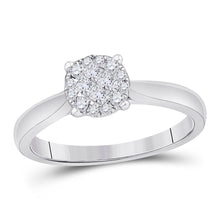  14k White Gold Princess Diamond Cluster Bridal Wedding Engagement Ring 1/4 Cttw