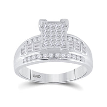  Sterling Silver Princess Diamond Cluster Bridal Wedding Engagement Ring 3/4 Cttw