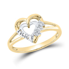  Yellow-tone Sterling Silver Womens Round Diamond Mom Heart Ring .03 Cttw