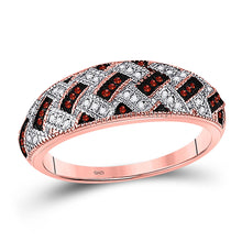  10k Rose Gold Womens Round Red Color Enhanced Diamond Band Ring 1/6 Cttw