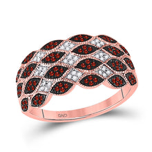  10k Rose Gold Womens Round Red Color Enhanced Diamond Band Ring 1/3 Cttw