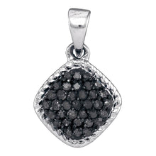  10k White Gold Womens Round Black Color Enhanced Diamond Cluster Pendant 1/4 Cttw