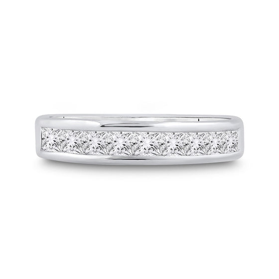 14k White Gold Womens Princess Channel-set Diamond Single Row Wedding Band 1 Cttw