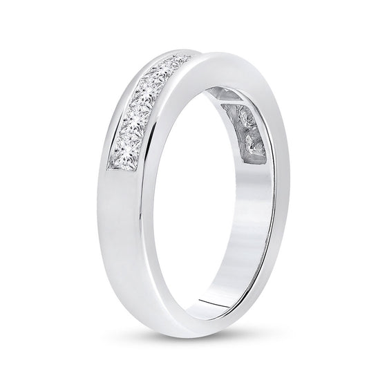 14k White Gold Womens Princess Channel-set Diamond Single Row Wedding Band 1 Cttw