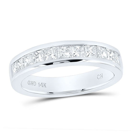 14k White Gold Womens Princess Channel-set Diamond Single Row Wedding Band 1 Cttw
