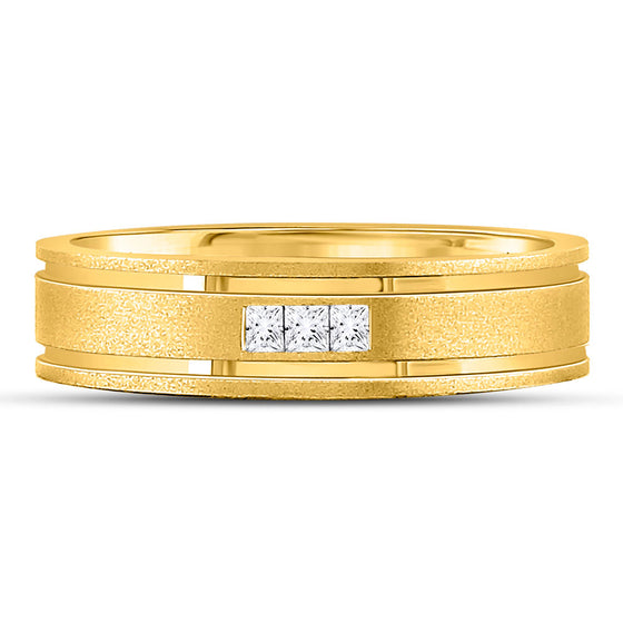 14k Yellow Gold Mens Princess Diamond Wedding Band Ring 1/8 Cttw