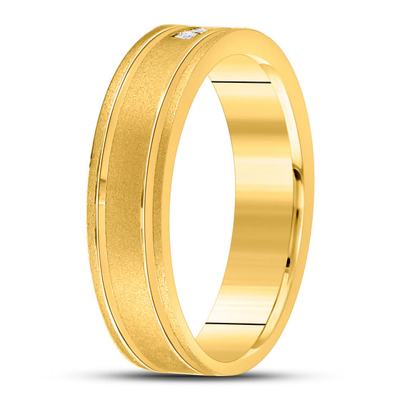 14k Yellow Gold Mens Princess Diamond Wedding Band Ring 1/8 Cttw