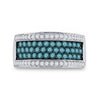 10k White Gold Womens Round Blue Color Enhanced Diamond Band Ring 1 Cttw