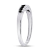 10k White Gold Womens Princess Black Color Enhanced Diamond Band Ring 1/4 Cttw
