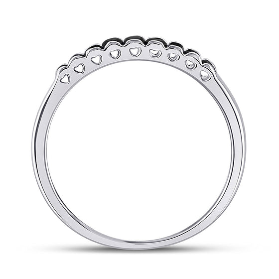 10k White Gold Womens Princess Black Color Enhanced Diamond Band Ring 1/4 Cttw