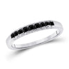 10k White Gold Womens Princess Black Color Enhanced Diamond Band Ring 1/4 Cttw