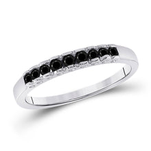  10k White Gold Womens Princess Black Color Enhanced Diamond Band Ring 1/4 Cttw