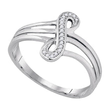  10k White Gold Womens Round Diamond Vertical Infinity Strand Ring 1/20 Cttw