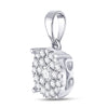 14k White Gold Womens Round Diamond Cluster Pendant 1/2 Cttw