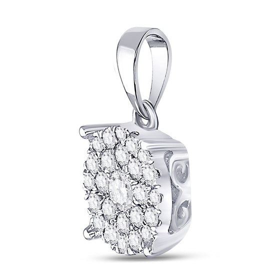 14k White Gold Womens Round Diamond Cluster Pendant 1/2 Cttw