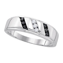  Sterling Silver Mens Round Black Color Enhanced Diamond Wedding Band Ring 1/4 Cttw