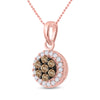 10k Rose Gold Womens Round Brown Diamond Cluster Pendant 3/8 Cttw