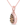 10k Rose Gold Womens Round Brown Diamond Teardrop Pendant 3/4 Cttw